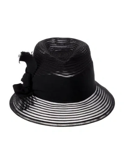 Pre-owned Eric Javits Mesh Strip Fedora In Black
