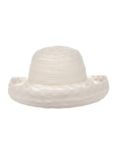 Pre-owned Eric Javits Mesh Sun Hat In White