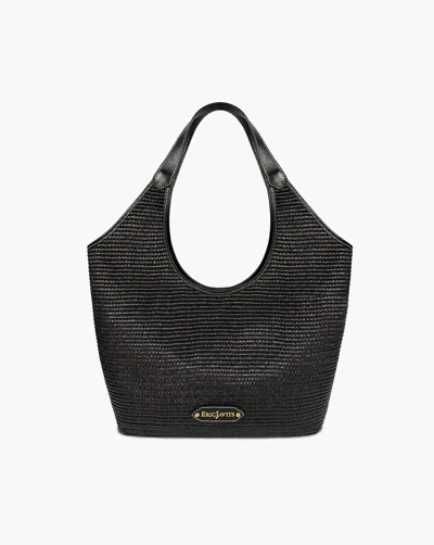Eric Javits Myka Straw Bag In Black