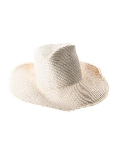 Pre-owned Eric Javits Neutral Patterned Hat In White