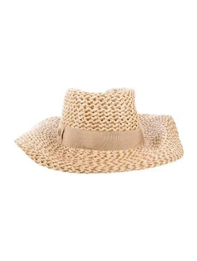Pre-owned Eric Javits Neutral Raffia Fedora In Neutrals