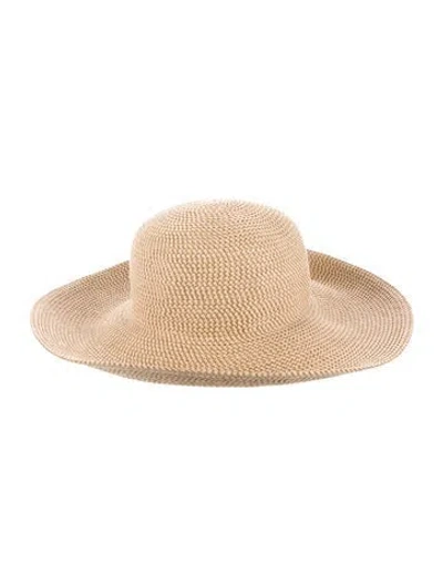 Pre-owned Eric Javits Neutral  Straw  Panama Hat With  Studded Accents At Front. In Neutrals