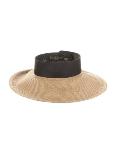 Pre-owned Eric Javits Neutral Straw Visor In Black/neutrals