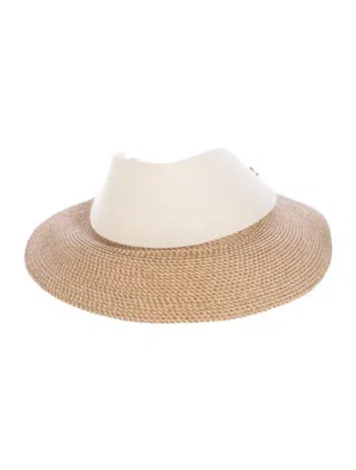 Pre-owned Eric Javits Neutral Straw Visor In Neutrals