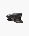 Eric Javits Night Porter Leather Cap In Black