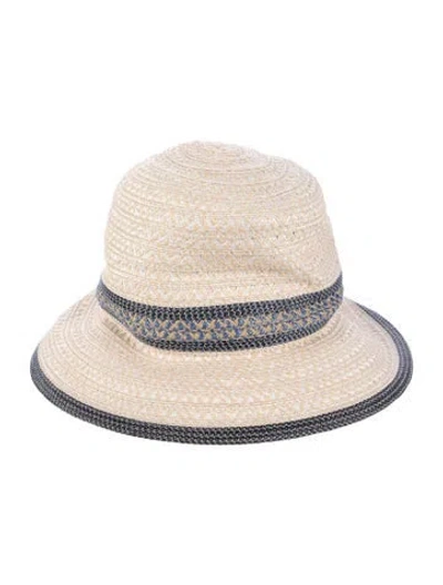 Pre-owned Eric Javits Patterned Straw Bucket Hat