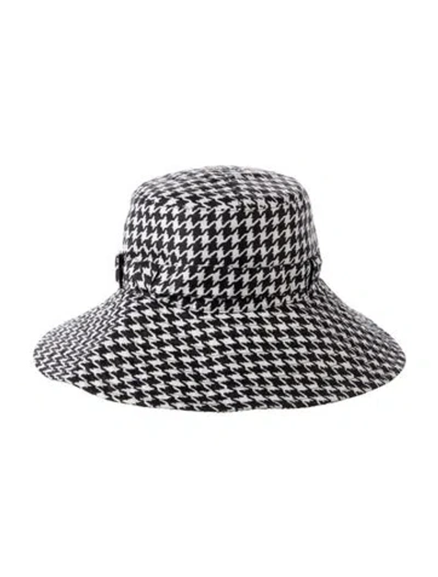 Pre-owned Eric Javits Patterned Wide Brim Bucket Hat In Black/white