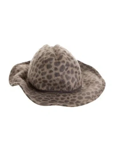 Pre-owned Eric Javits Printed Fedora Hat In Neutral