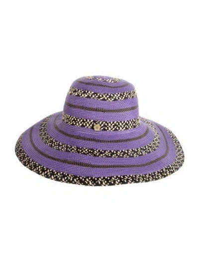 Pre-owned Eric Javits Purple Straw  Sun Hat