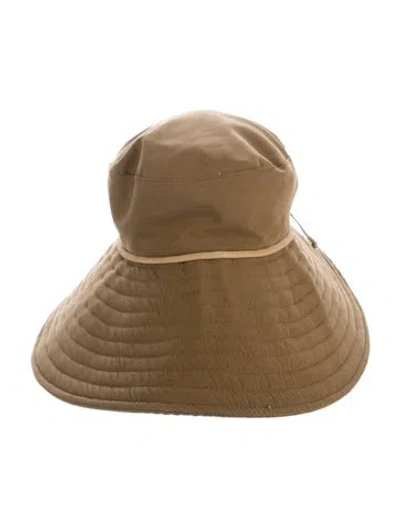 Pre-owned Eric Javits Quilted Sun Hat In Brown