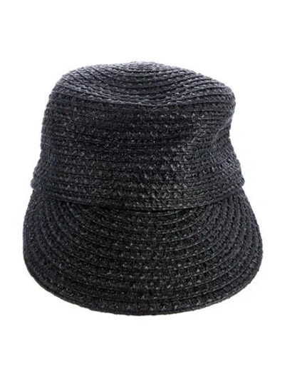 Pre-owned Eric Javits Raffia Baseball Hat In Black