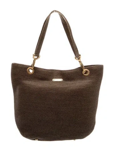 Pre-owned Eric Javits Raffia Bucket Bag In Brown