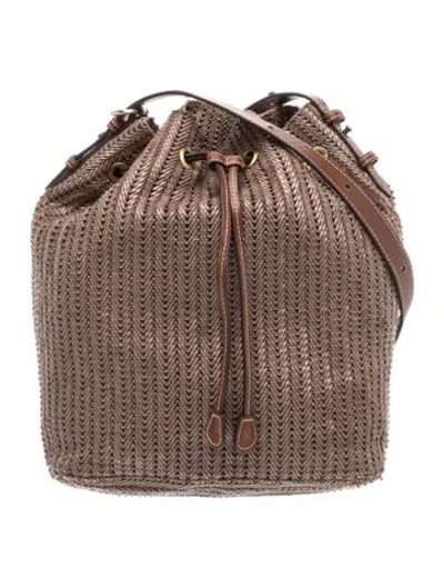 Pre-owned Eric Javits Raffia Bucket Bag In Brown