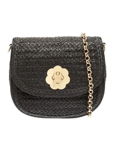 Pre-owned Eric Javits Raffia Crossbody Bag In Black