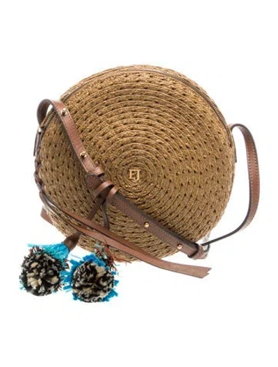 Pre-owned Eric Javits Raffia Crossbody Bag In Brown