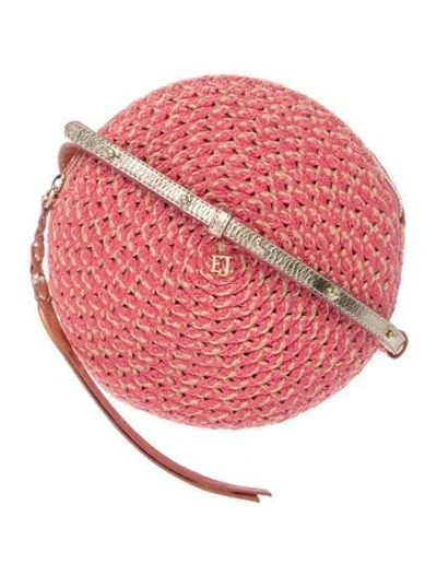 Pre-owned Eric Javits Raffia Crossbody Bag In Red