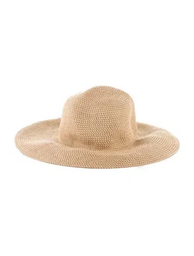 Pre-owned Eric Javits Raffia Fedora Hat In Neutrals