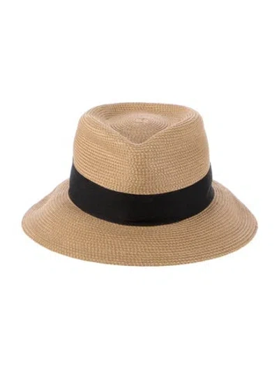 Pre-owned Eric Javits Raffia Fedora In Neutral