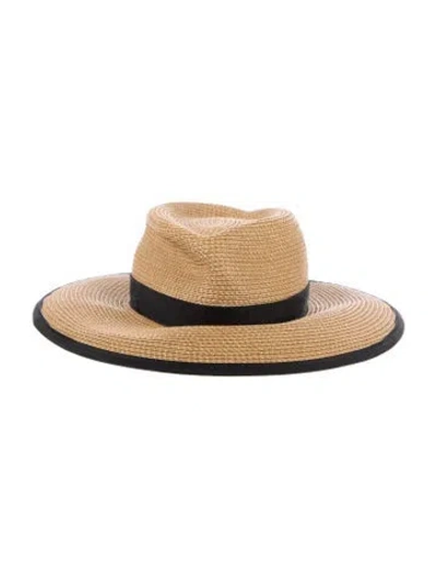 Pre-owned Eric Javits Raffia Round Hat In Brown