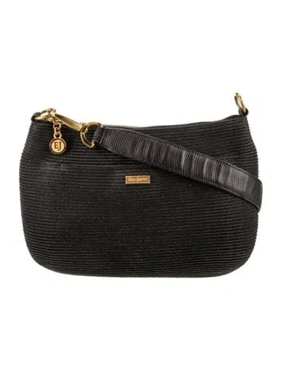 Pre-owned Eric Javits Raffia Shoulder Bag In Black