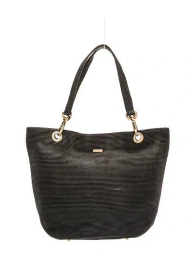 Pre-owned Eric Javits Raffia Shoulder Bag In Black