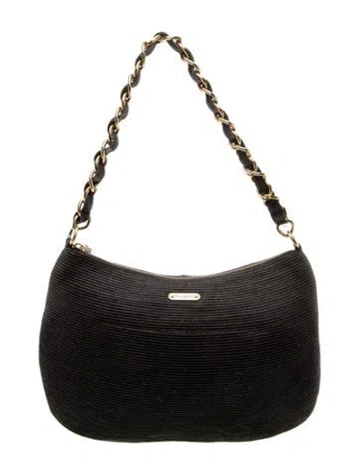 Pre-owned Eric Javits Raffia Shoulder Bag In Black