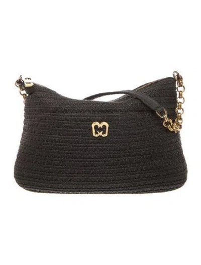 Pre-owned Eric Javits Raffia Shoulder Bag In Black