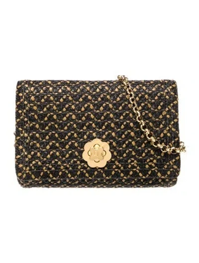 Pre-owned Eric Javits Raffia Shoulder Bag In Black