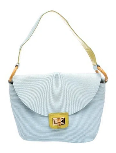 Pre-owned Eric Javits Raffia Shoulder Bag In Blue