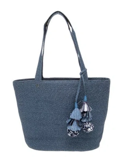 Pre-owned Eric Javits Raffia Shoulder Bag In Blue