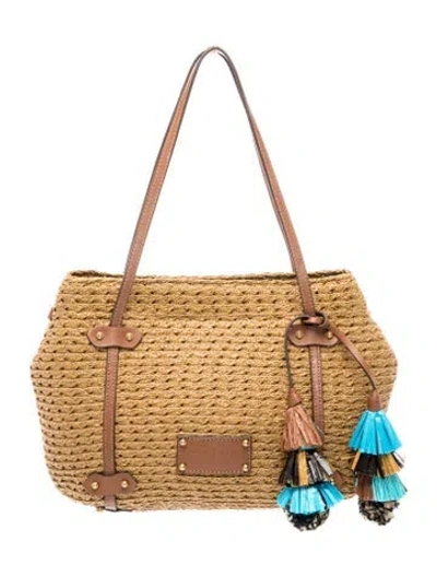 Pre-owned Eric Javits Raffia Shoulder Bag In Brown