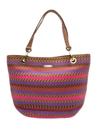 Pre-owned Eric Javits Raffia Shoulder Bag In Pink