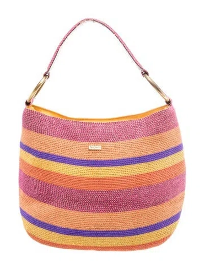 Pre-owned Eric Javits Raffia Shoulder Bag In Pink