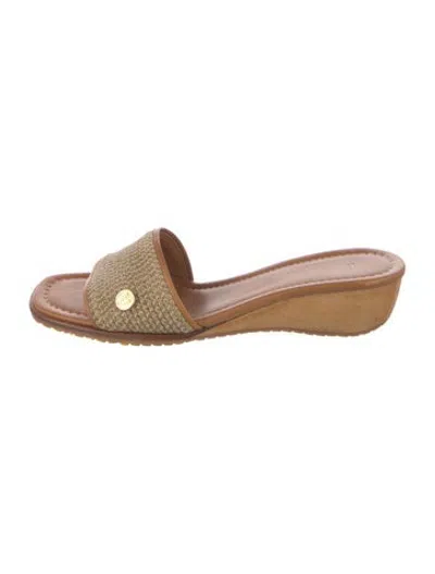 Pre-owned Eric Javits Raffia Slides In Brown