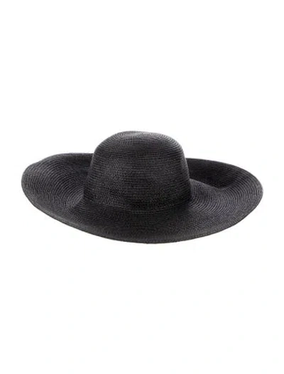 Pre-owned Eric Javits Raffia Sun Hat In Black
