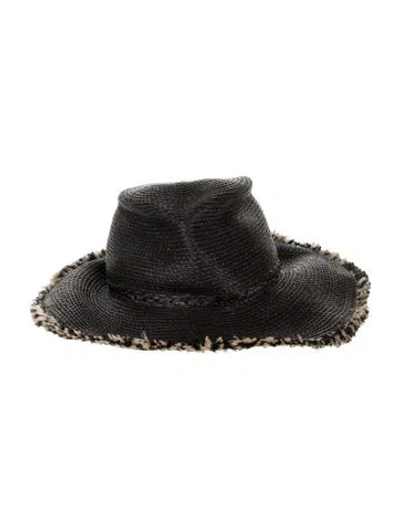 Pre-owned Eric Javits Raffia Sun Hat In Black