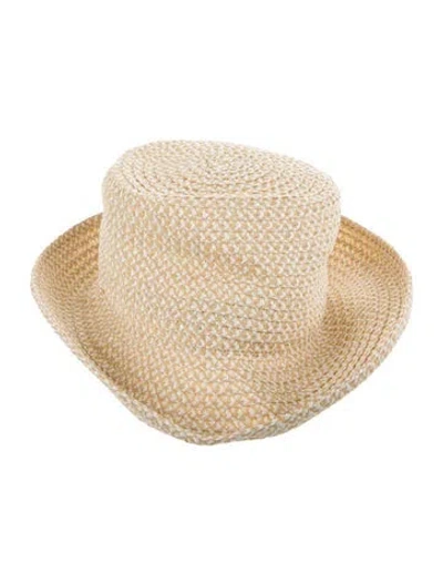 Pre-owned Eric Javits Raffia Sun Hat In Neutrals/white
