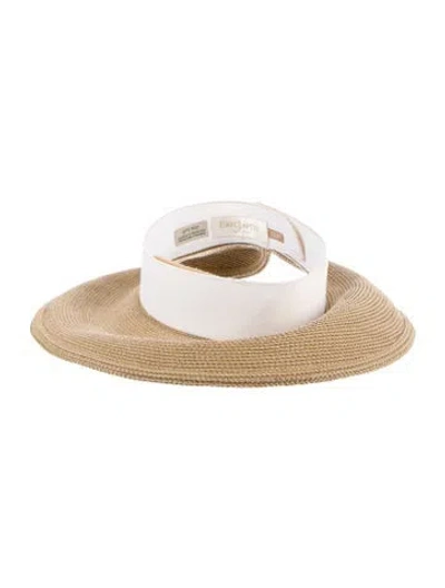 Pre-owned Eric Javits Raffia Sun Hat In White