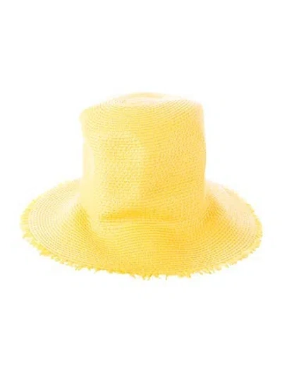 Pre-owned Eric Javits Raffia Sun Hat In Yellow