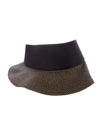 Pre-owned Eric Javits Raffia Sun Visor In Black