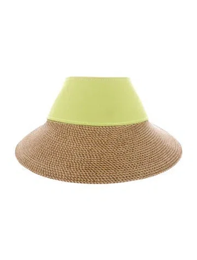 Pre-owned Eric Javits Raffia Sun Visor In Green