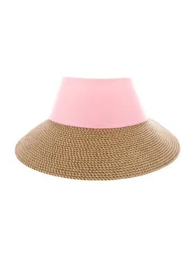 Pre-owned Eric Javits Raffia Sun Visor In Pink
