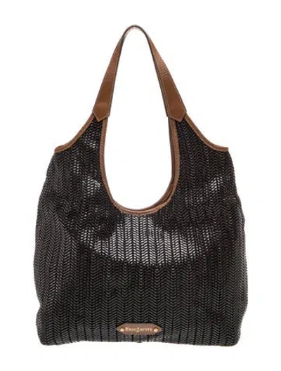 Pre-owned Eric Javits Raffia Top Handle Bag In Black