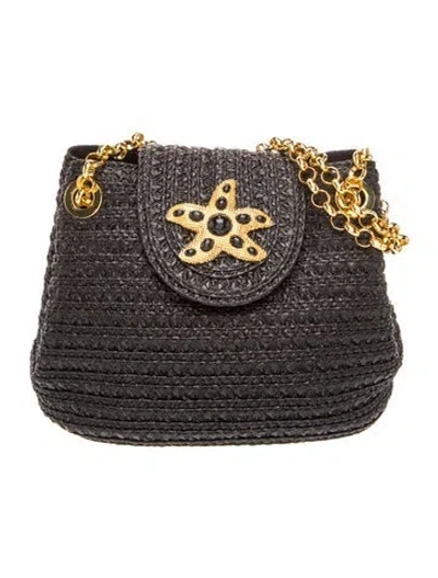 Pre-owned Eric Javits Raffia Top Handle Bag In Black