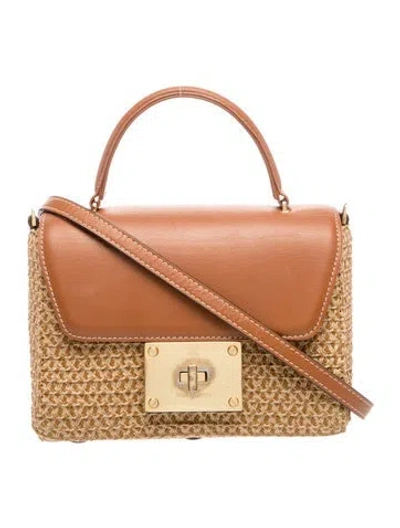 Pre-owned Eric Javits Raffia Top Handle Bag In Brown