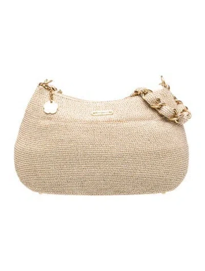 Pre-owned Eric Javits Raffia Top Handle Bag In Gold