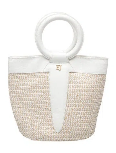 Pre-owned Eric Javits Raffia Top Handle Bag In Metallic/silver