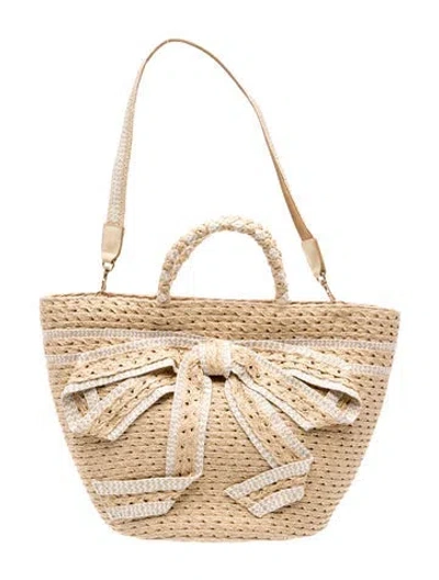 Pre-owned Eric Javits Raffia Top Handle Bag In Neutral