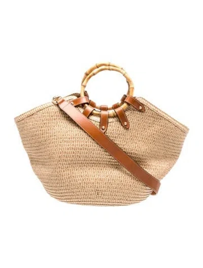 Pre-owned Eric Javits Raffia Top Handle Bag In Neutral