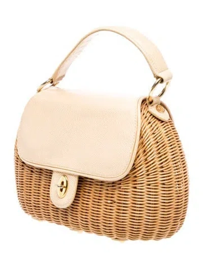 Pre-owned Eric Javits Raffia Top Handle Bag In Neutrals